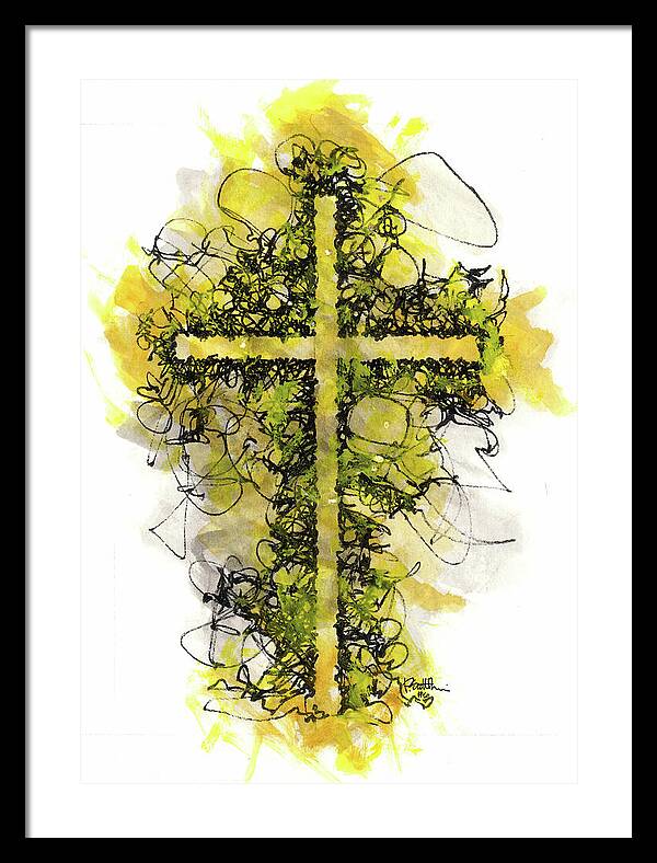 Chaos Order Cross 06 - Luminous Yellow - Framed Print
