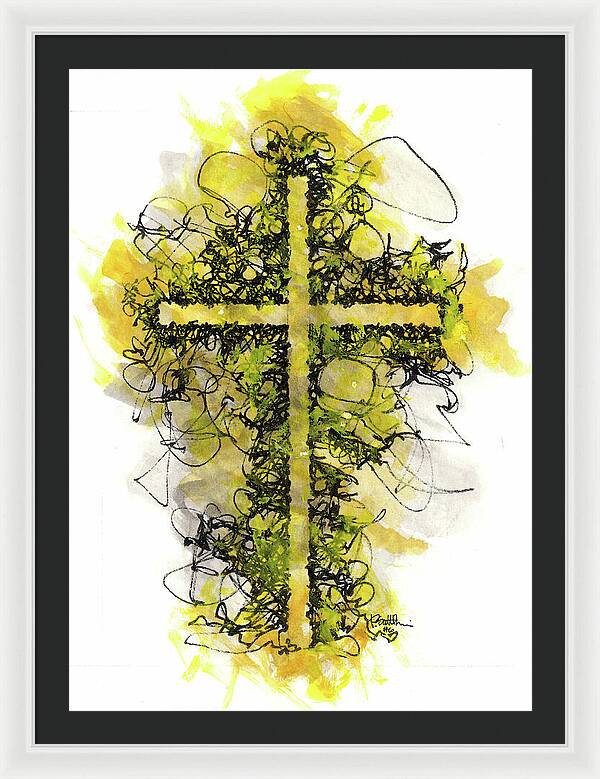 Chaos Order Cross 06 - Luminous Yellow - Framed Print