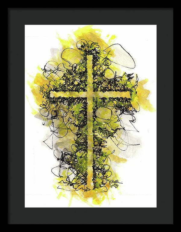 Chaos Order Cross 06 - Luminous Yellow - Framed Print