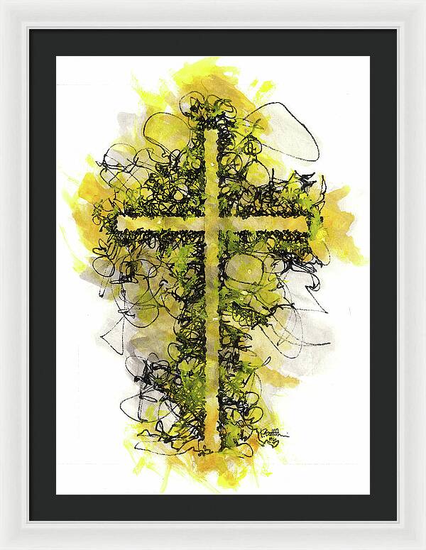 Chaos Order Cross 06 - Luminous Yellow - Framed Print