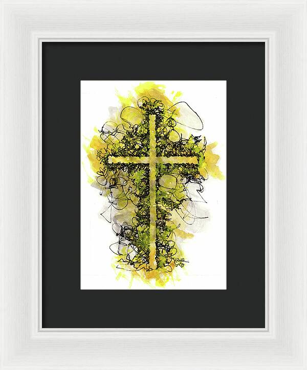 Chaos Order Cross 06 - Luminous Yellow - Framed Print