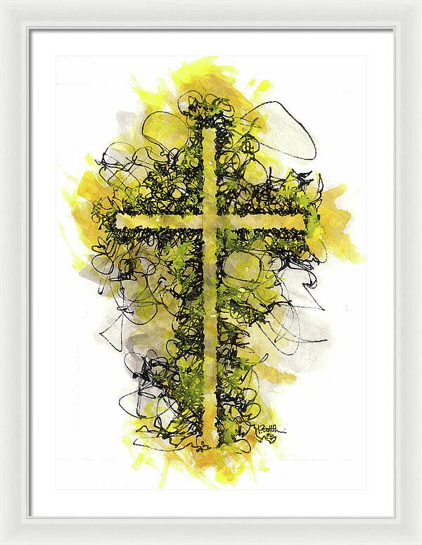 Chaos Order Cross 06 - Luminous Yellow - Framed Print