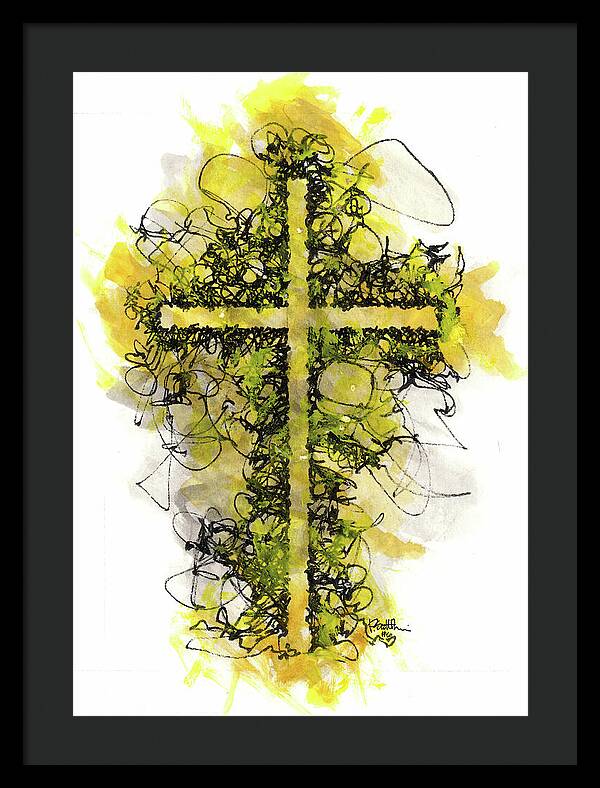 Chaos Order Cross 06 - Luminous Yellow - Framed Print