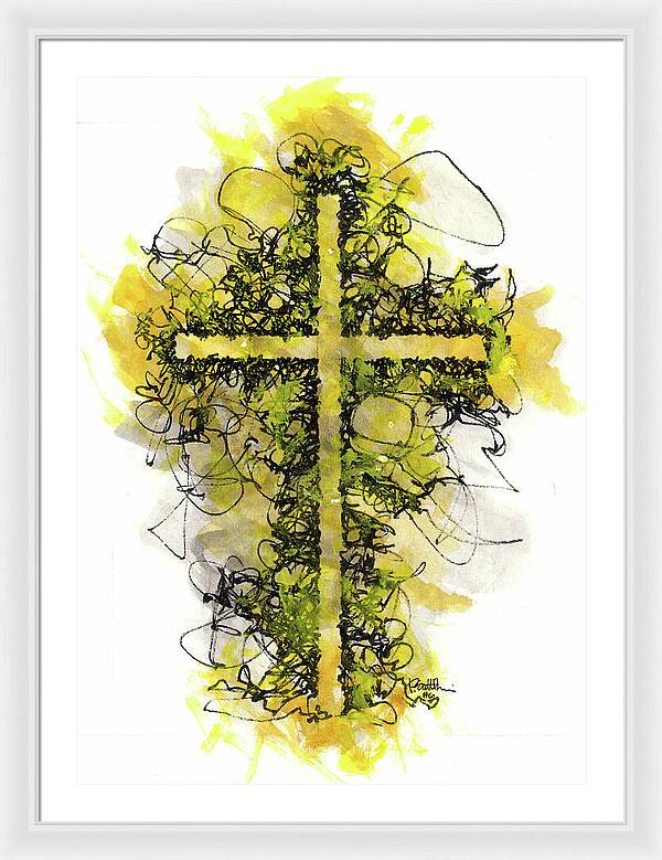 Chaos Order Cross 06 - Luminous Yellow - Framed Print