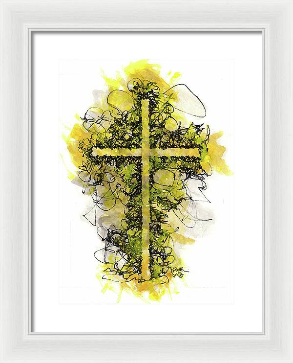 Chaos Order Cross 06 - Luminous Yellow - Framed Print