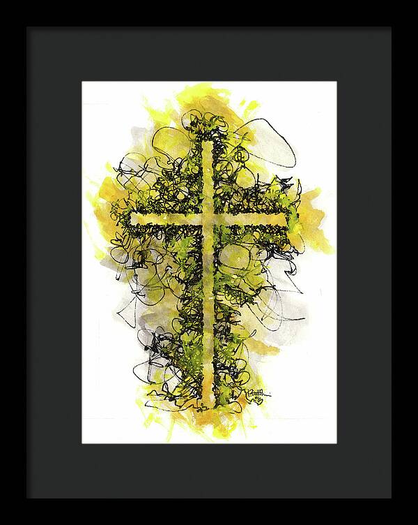 Chaos Order Cross 06 - Luminous Yellow - Framed Print