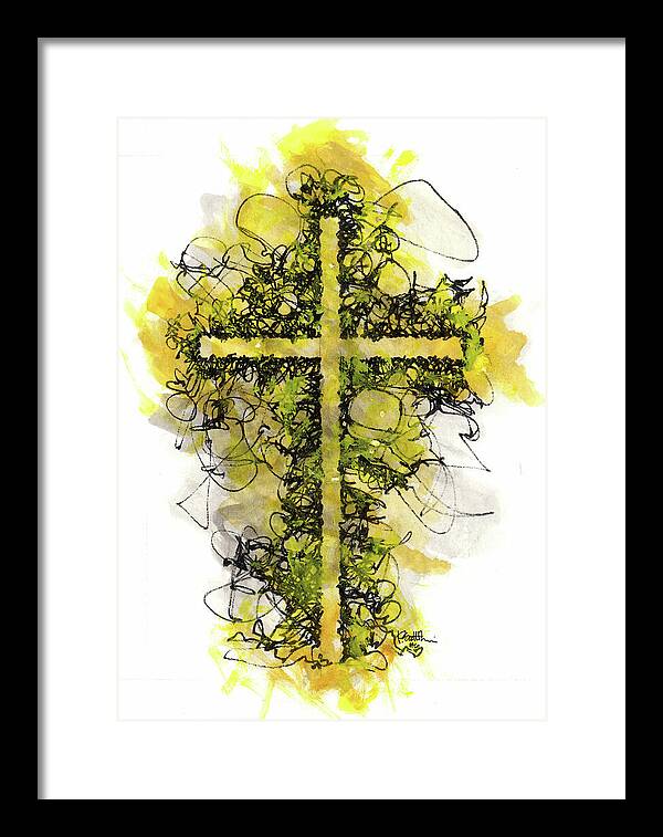 Chaos Order Cross 06 - Luminous Yellow - Framed Print