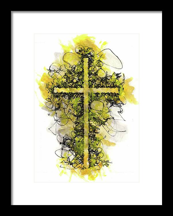 Chaos Order Cross 06 - Luminous Yellow - Framed Print