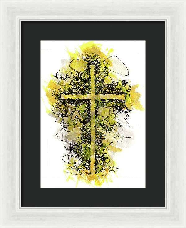 Chaos Order Cross 06 - Luminous Yellow - Framed Print