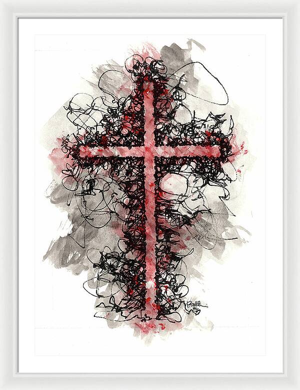 Chaos Order Cross 06 - Sorrowful Red - Framed Print