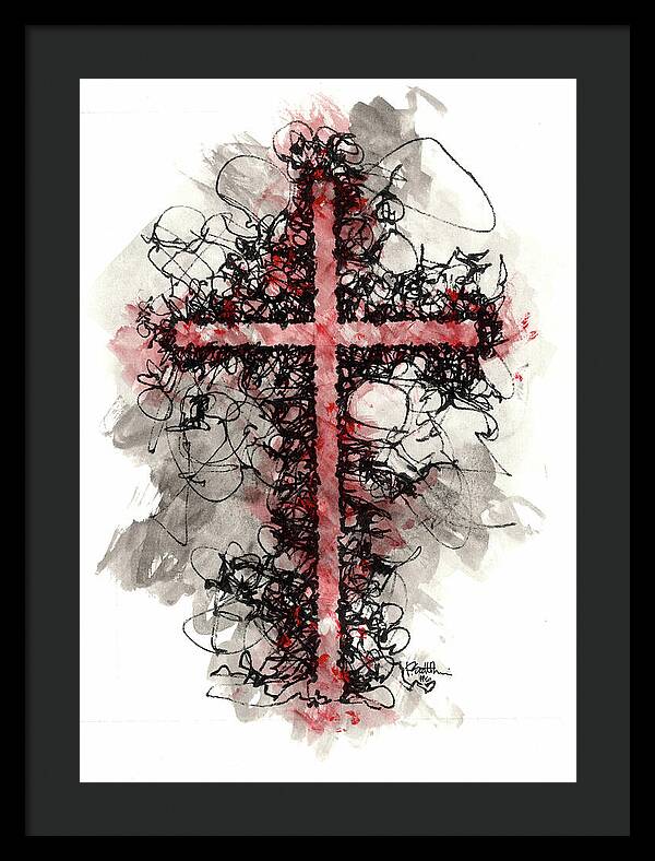 Chaos Order Cross 06 - Sorrowful Red - Framed Print