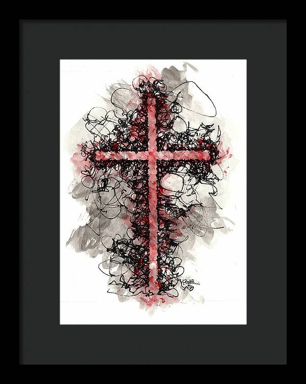 Chaos Order Cross 06 - Sorrowful Red - Framed Print