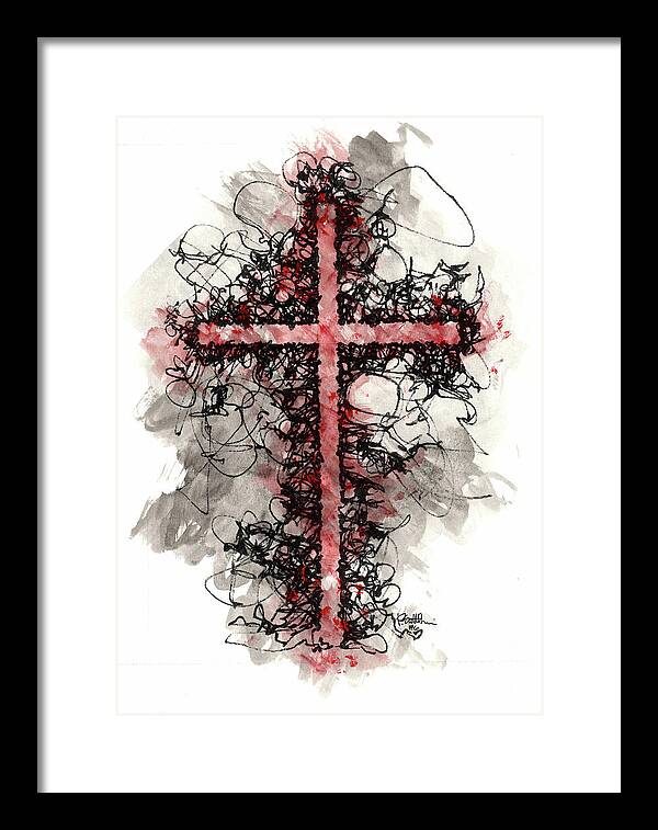Chaos Order Cross 06 - Sorrowful Red - Framed Print