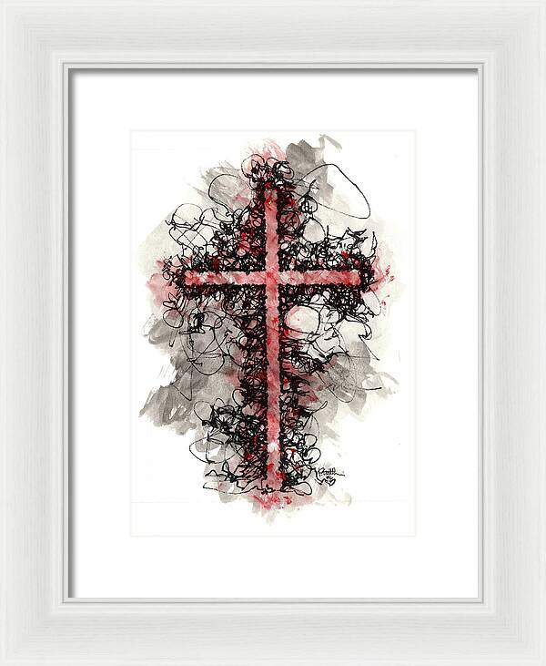Chaos Order Cross 06 - Sorrowful Red - Framed Print