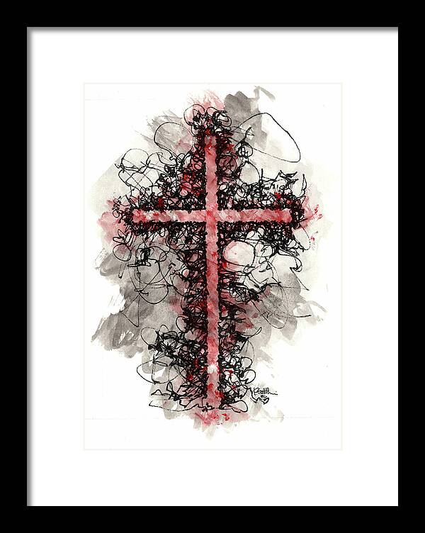 Chaos Order Cross 06 - Sorrowful Red - Framed Print