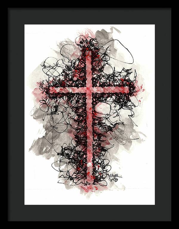 Chaos Order Cross 06 - Sorrowful Red - Framed Print