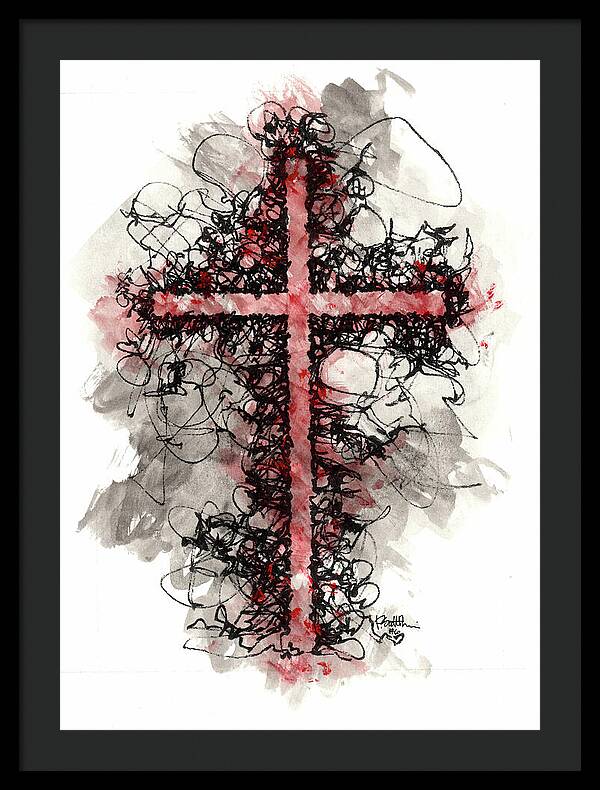 Chaos Order Cross 06 - Sorrowful Red - Framed Print