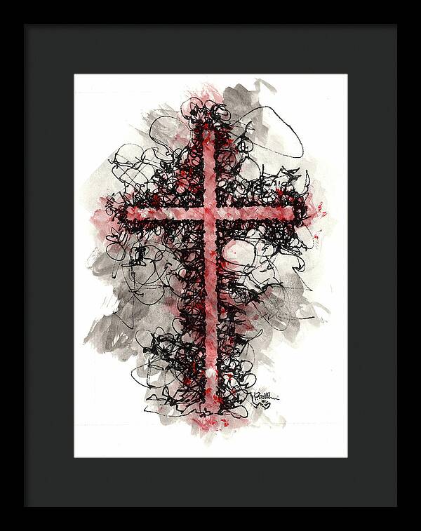Chaos Order Cross 06 - Sorrowful Red - Framed Print