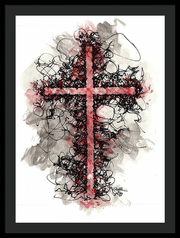 Chaos Order Cross 06 - Sorrowful Red - Framed Print