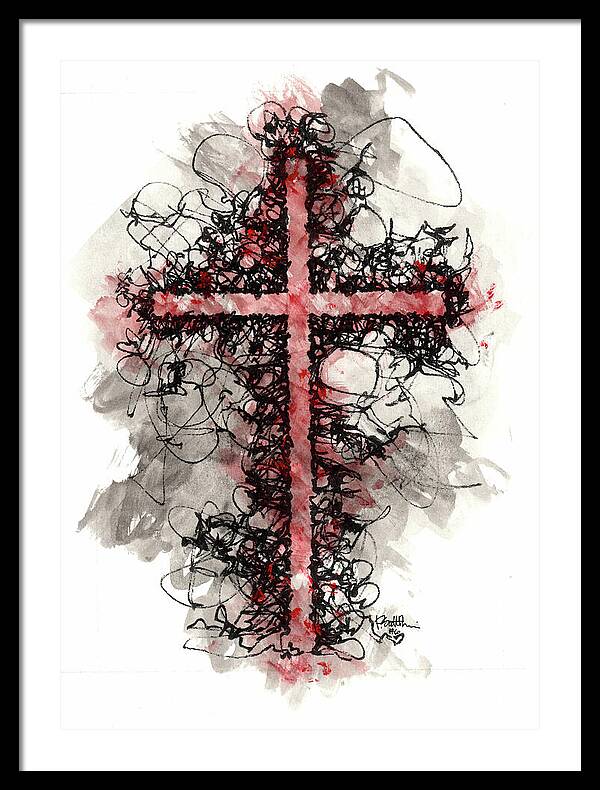 Chaos Order Cross 06 - Sorrowful Red - Framed Print