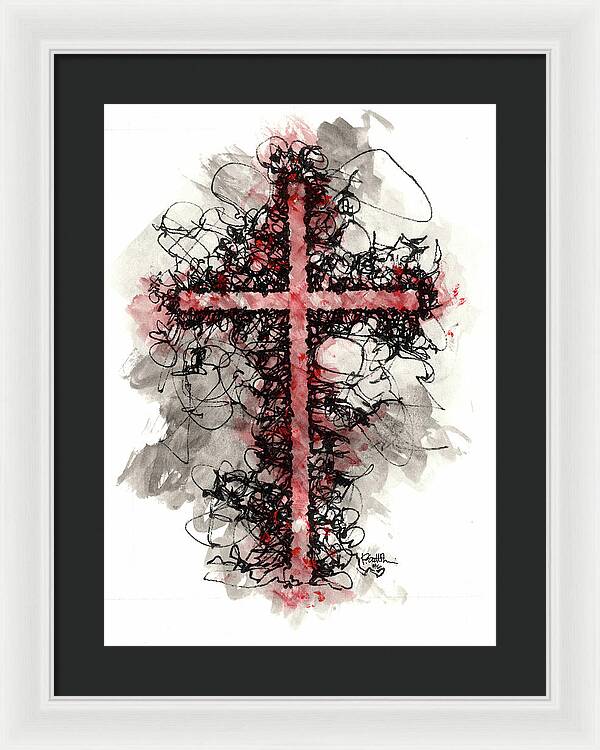 Chaos Order Cross 06 - Sorrowful Red - Framed Print