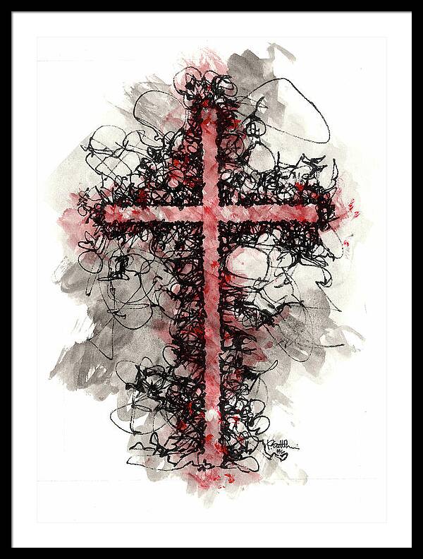 Chaos Order Cross 06 - Sorrowful Red - Framed Print