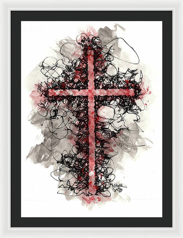 Chaos Order Cross 06 - Sorrowful Red - Framed Print