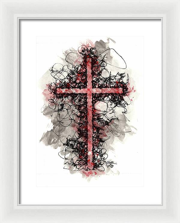 Chaos Order Cross 06 - Sorrowful Red - Framed Print