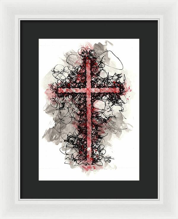 Chaos Order Cross 06 - Sorrowful Red - Framed Print