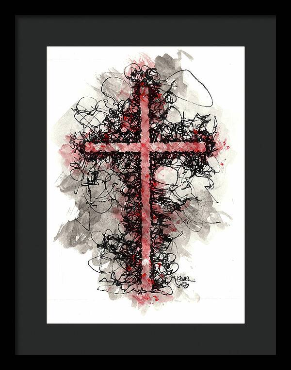 Chaos Order Cross 06 - Sorrowful Red - Framed Print