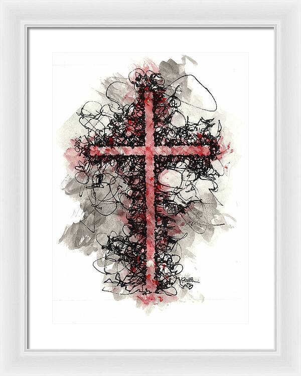 Chaos Order Cross 06 - Sorrowful Red - Framed Print