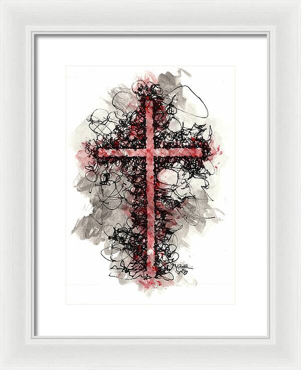 Chaos Order Cross 06 - Sorrowful Red - Framed Print