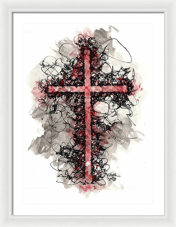 Chaos Order Cross 06 - Sorrowful Red - Framed Print