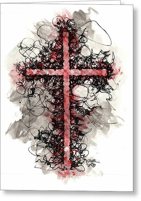 Chaos Order Cross 06 - Sorrowful Red - Greeting Card