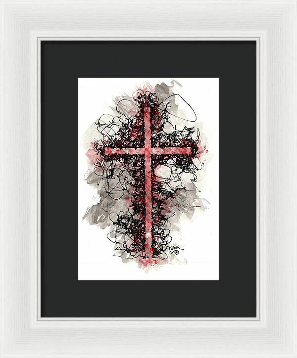 Chaos Order Cross 06 - Sorrowful Red - Framed Print