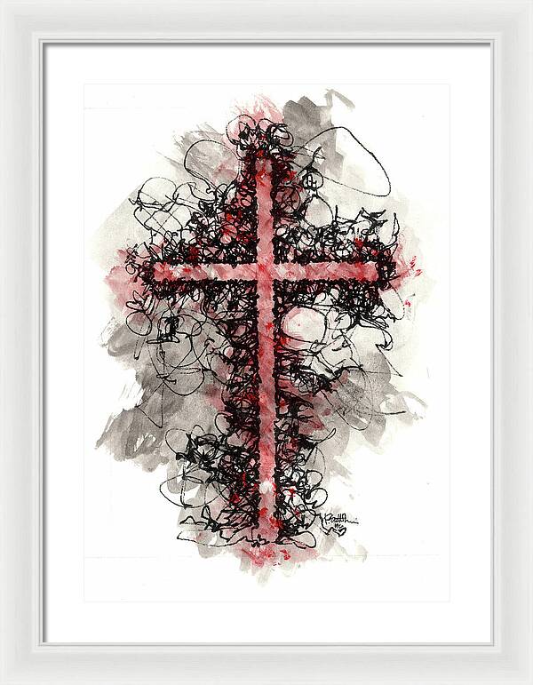 Chaos Order Cross 06 - Sorrowful Red - Framed Print