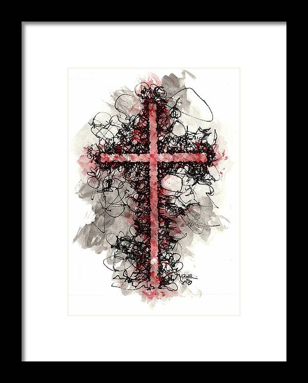 Chaos Order Cross 06 - Sorrowful Red - Framed Print
