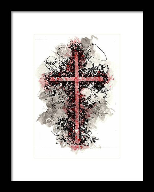 Chaos Order Cross 06 - Sorrowful Red - Framed Print