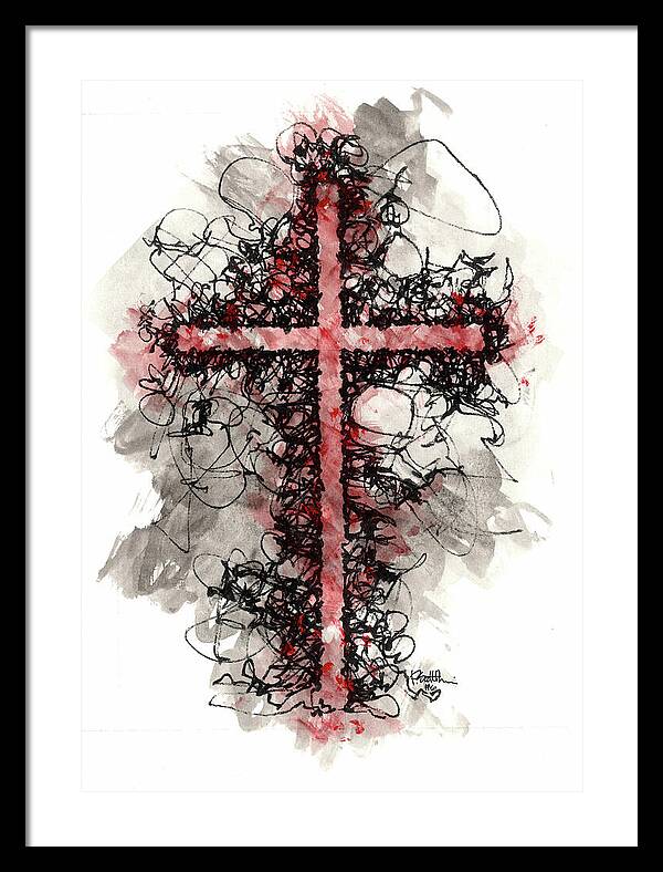 Chaos Order Cross 06 - Sorrowful Red - Framed Print