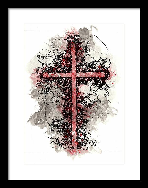 Chaos Order Cross 06 - Sorrowful Red - Framed Print