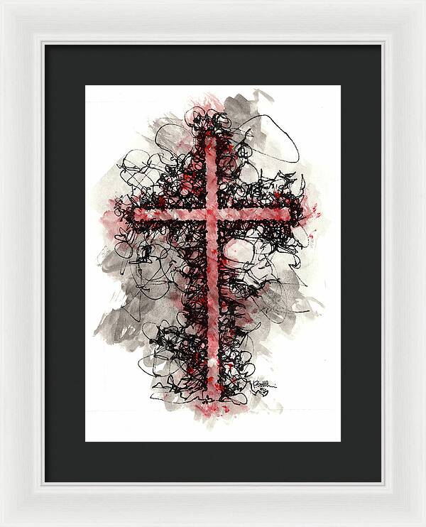 Chaos Order Cross 06 - Sorrowful Red - Framed Print