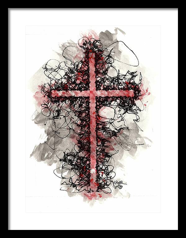 Chaos Order Cross 06 - Sorrowful Red - Framed Print