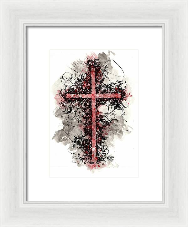 Chaos Order Cross 06 - Sorrowful Red - Framed Print