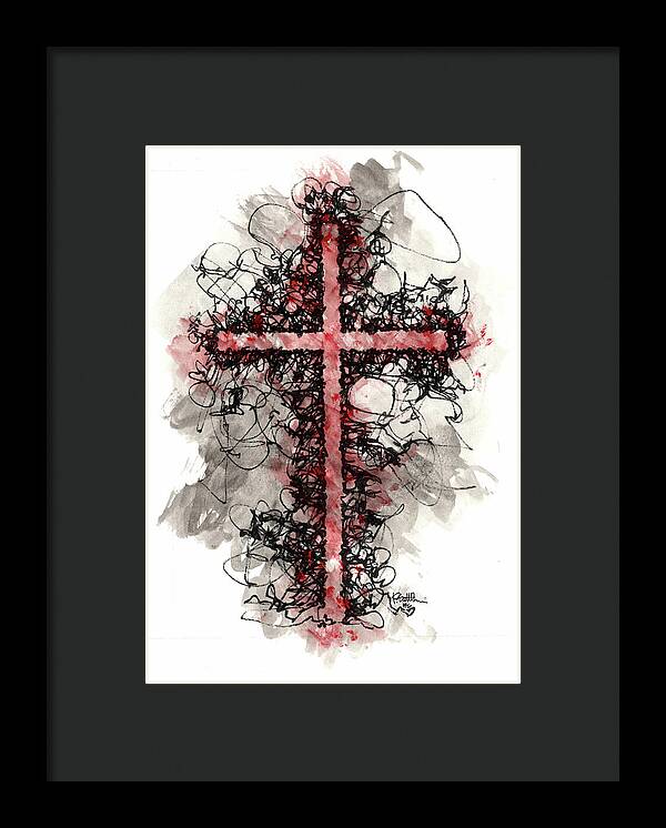 Chaos Order Cross 06 - Sorrowful Red - Framed Print