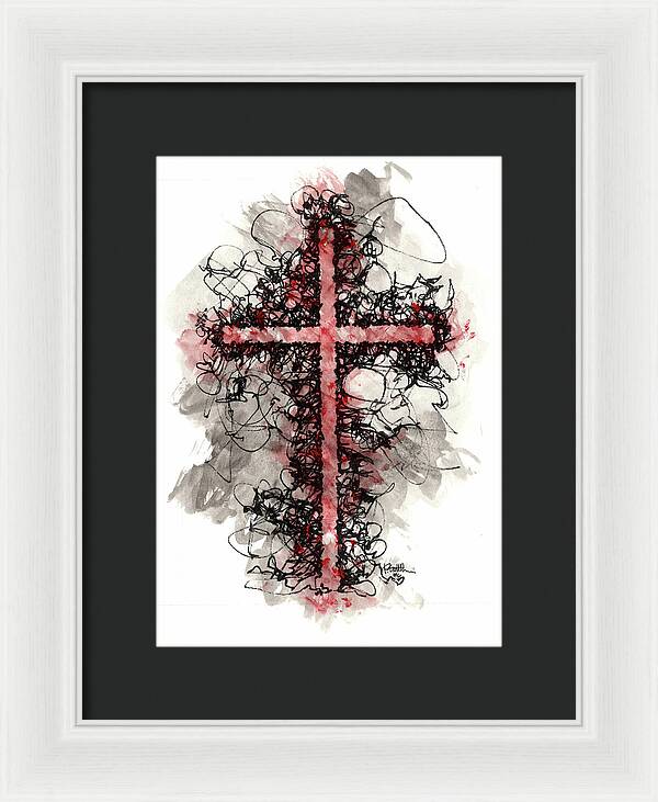 Chaos Order Cross 06 - Sorrowful Red - Framed Print