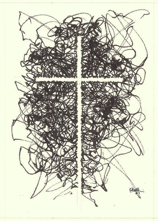 Chaos Order Cross 07 - Black and White - Art Print