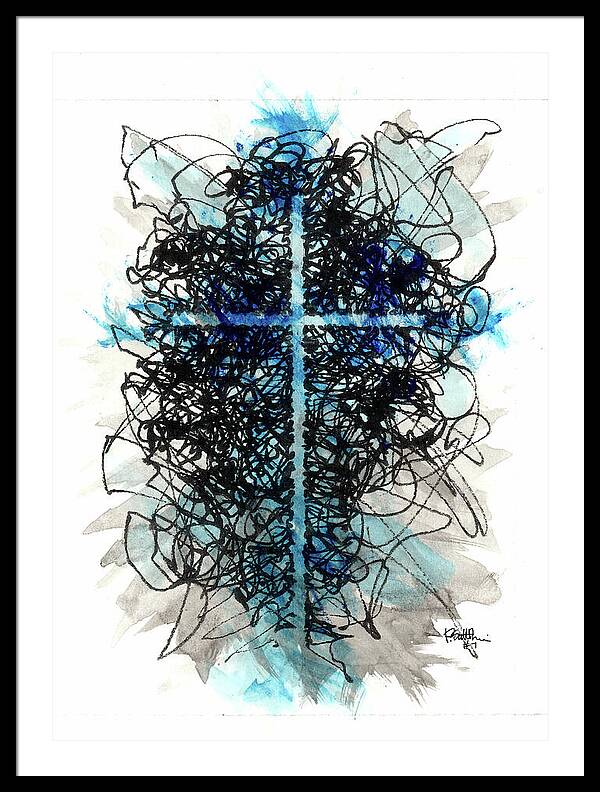Chaos Order Cross 07 - Glorious Blue - Framed Print