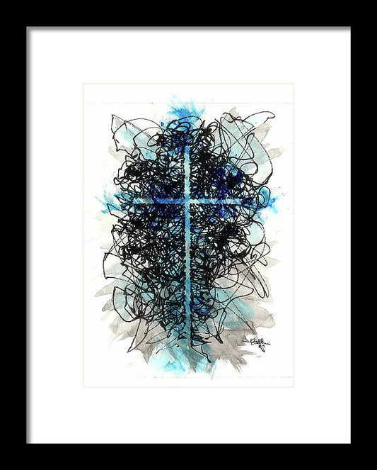 Chaos Order Cross 07 - Glorious Blue - Framed Print