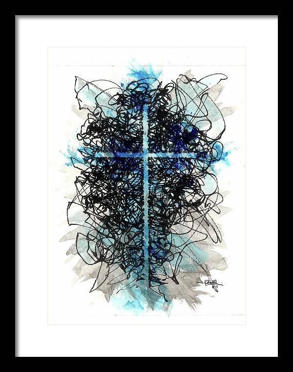 Chaos Order Cross 07 - Glorious Blue - Framed Print