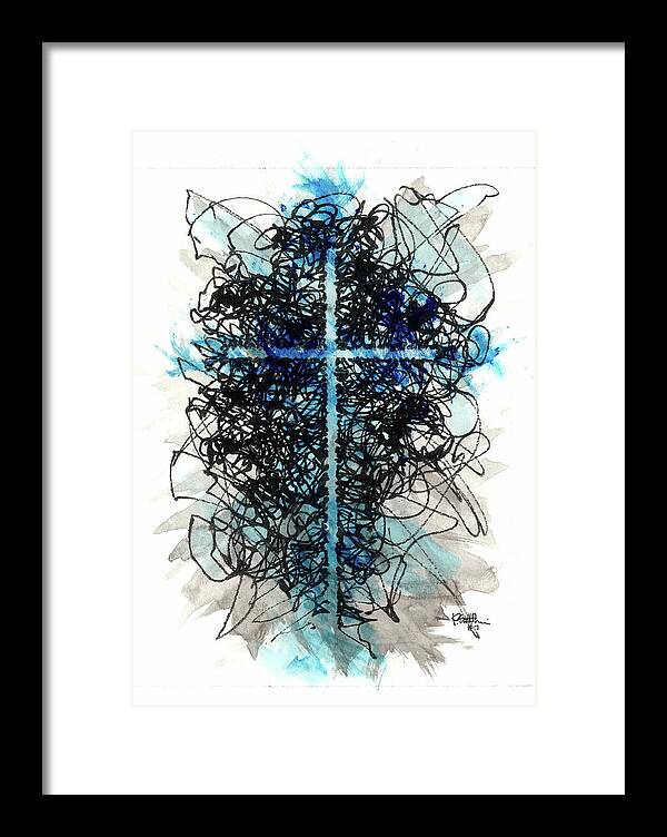 Chaos Order Cross 07 - Glorious Blue - Framed Print